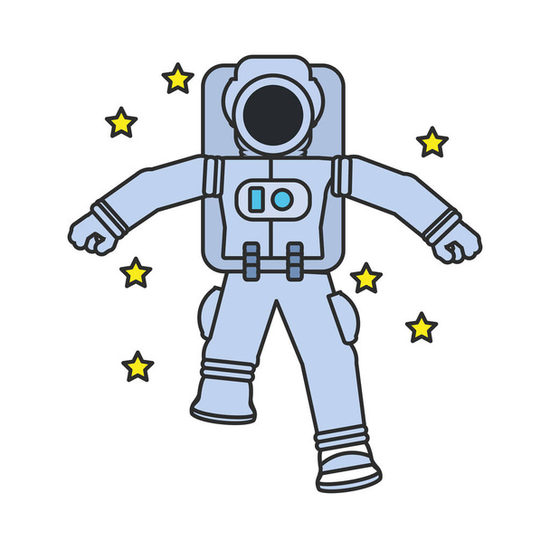 星のセットで歩く宇宙飛行士のスーツ - ベクター画像