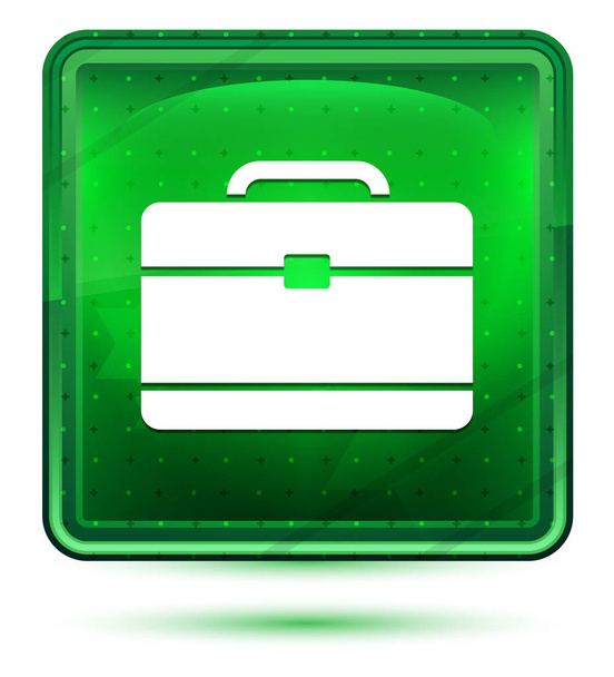 Maletín icono neón luz verde botón cuadrado
 - Foto, imagen