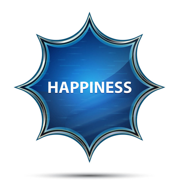 Happiness magical glassy sunburst blue button - Photo, Image