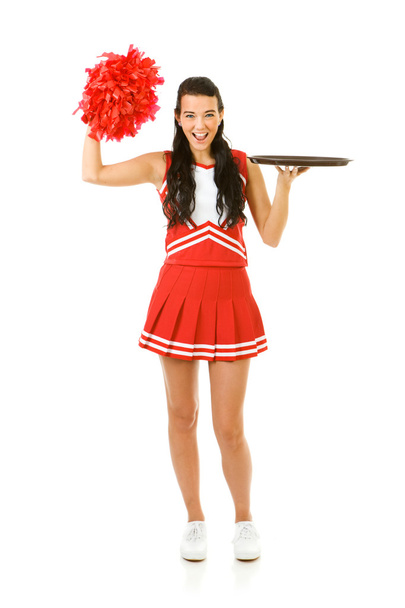 Cheerleader: Holding Empty Serving Tray - Photo, Image