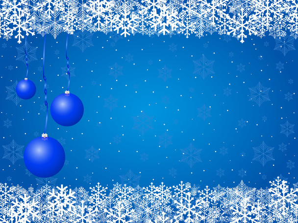 christnas νιφάδες χιονιού και μπλε μπάλες - Διάνυσμα, εικόνα