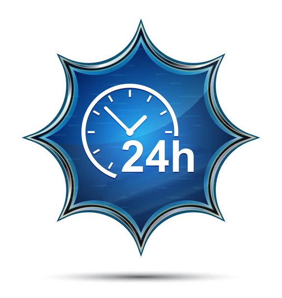 24 часа часы иконка волшебный стеклянный солнечный всплеск синяя кнопка
 - Фото, изображение