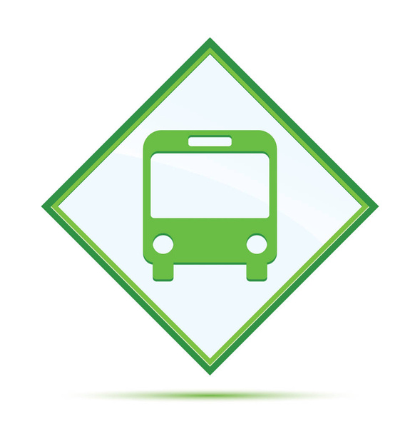 Autobus ikona nowoczesny streszczenie zielony diament przycisk - Zdjęcie, obraz