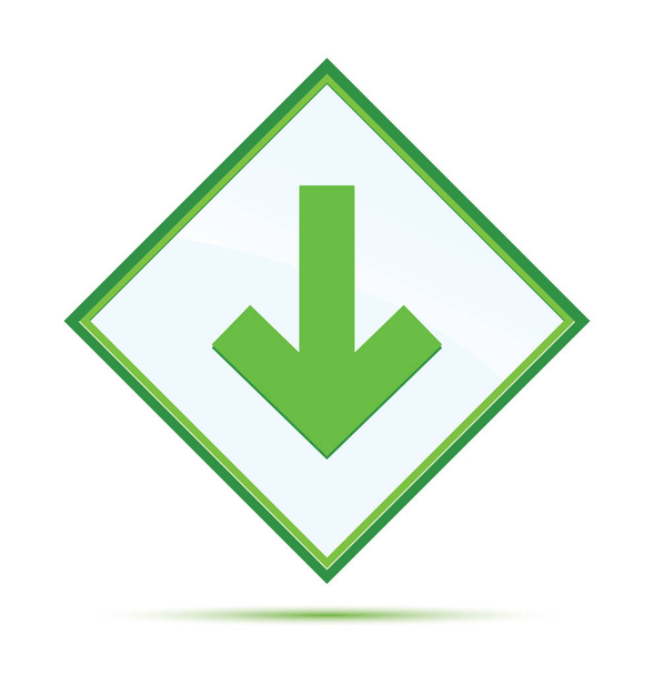 Down arrow icon modern abstract green diamond button - Photo, Image