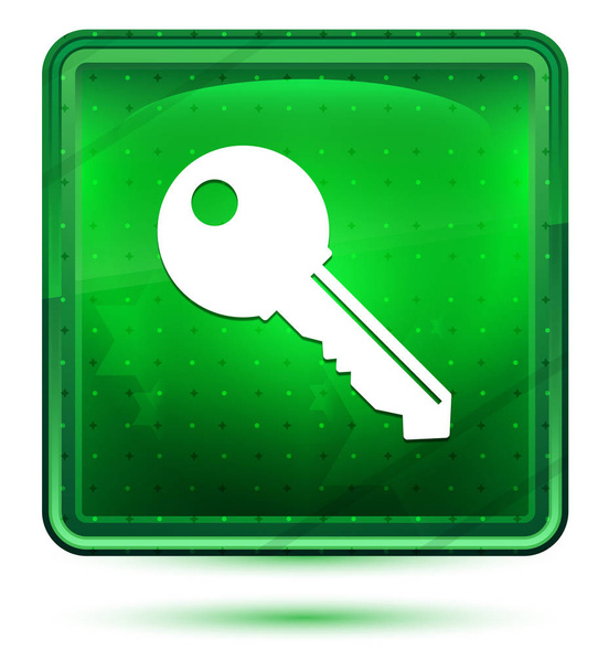 Icona chiave pulsante quadrato verde chiaro al neon
 - Foto, immagini