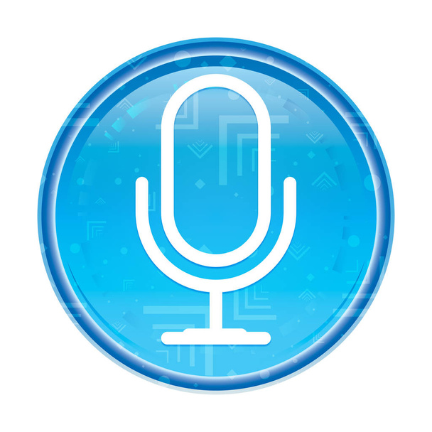 Ikona mikrofonu – květinové modré kulaté tlačítko - Fotografie, Obrázek