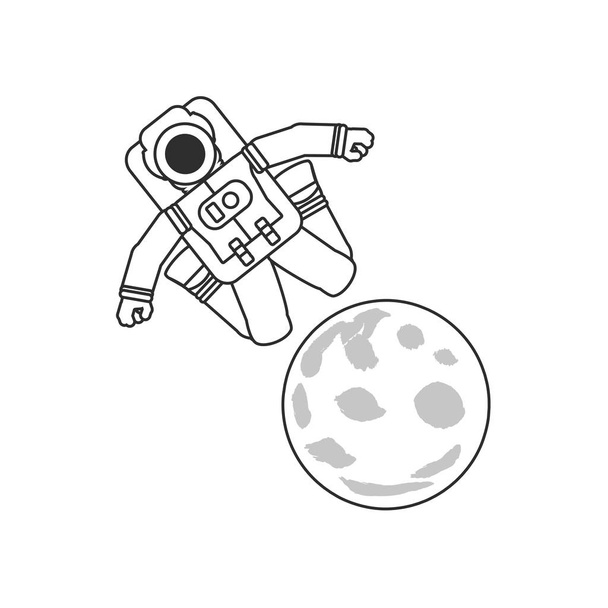 astronaut suit jumping in moon isolated icon - Wektor, obraz