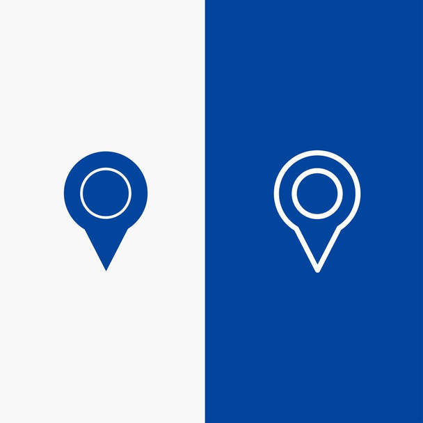 Τοποθεσία, Χάρτης, δείκτης, Καρφίτσωμα γραμμής και γλύφου συμπαγές εικονίδιο μπλε πανό - Διάνυσμα, εικόνα