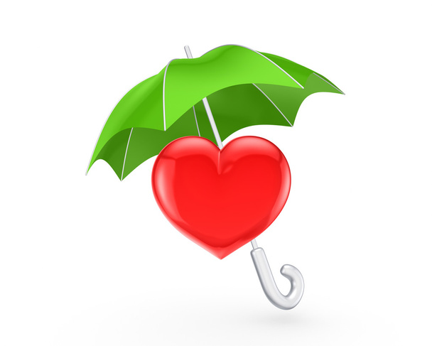 Red heart under green envelope. - Foto, Imagen