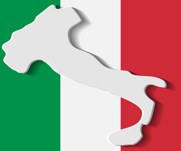 Silhouette von Italien gegen die italienische Flagge.  - Vektor, Bild