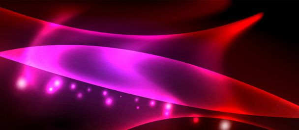 Neon color wave lines abstract background, magic techno futuristic light - Vector, Image