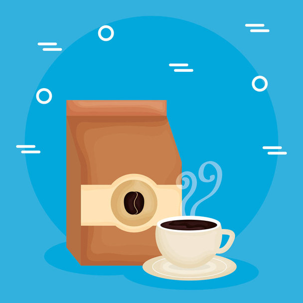delicious coffee cup and bag vector illustration design - Vector, Image