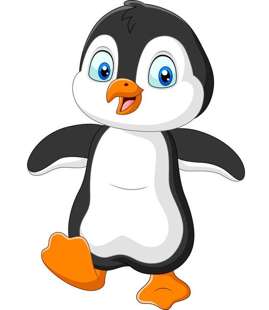Vektori kuva söpö pingviini sarjakuva valkoisella taustalla
 - Vektori, kuva