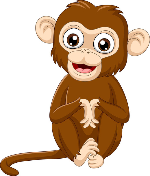 Ilustração vetorial de macaco bebê bonito sentado no fundo branco
 - Vetor, Imagem