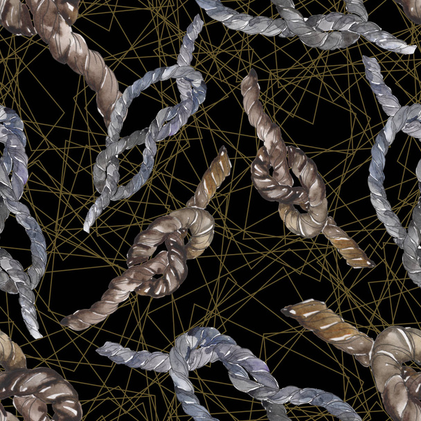 Set of sea rope nots. Watercolor background illustration set. Seamless background pattern. - Valokuva, kuva