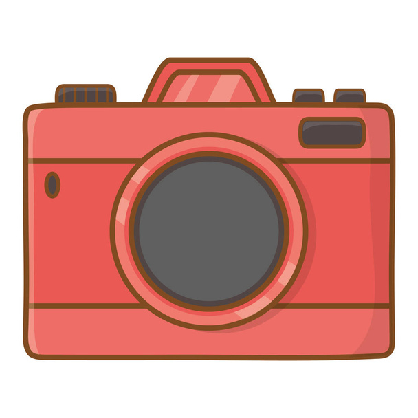Tourist trip summer travel red professional lens camera adventure exploration isolated vector illustration graphic design - Vector, Image