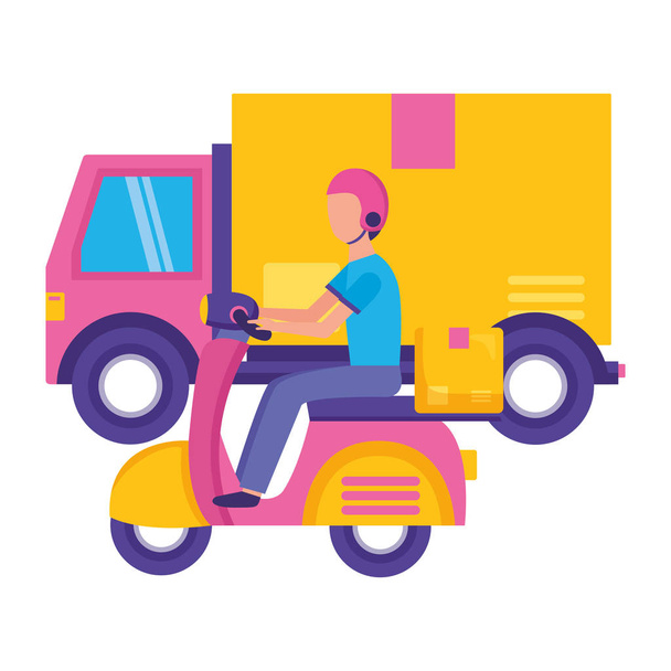 man fast delivery - Vector, Image