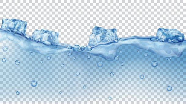 Кубики льда, плавающие в воде
 - Вектор,изображение