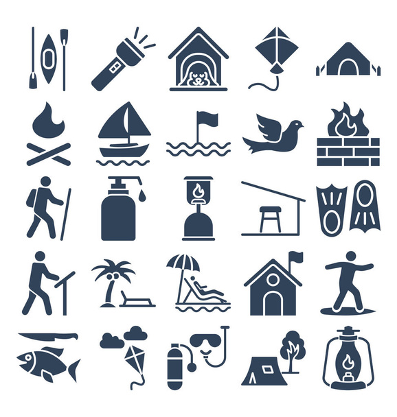 Outing and journey isolated vector icons set that can easily modify or edit - Vector, Image