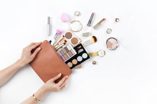 Makeup bag with cosmetic beauty product - Photo, Image