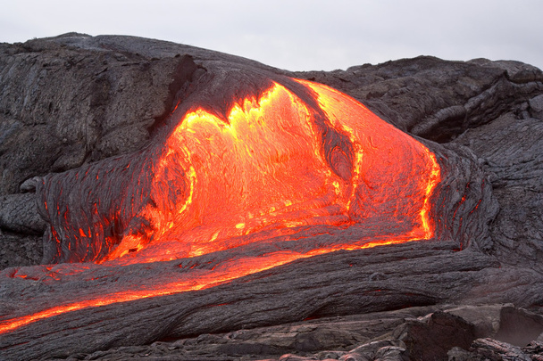 Red hot lava flowing in Hawaii - Photo, Image