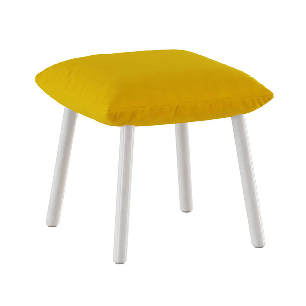 Soft yellow chair cushion on a white background 3d rendering - Foto, immagini