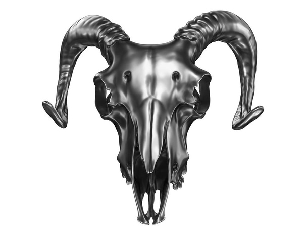 3D Renderöinti Metalic Ram Skull eristetty valkoisella taustalla
 - Valokuva, kuva