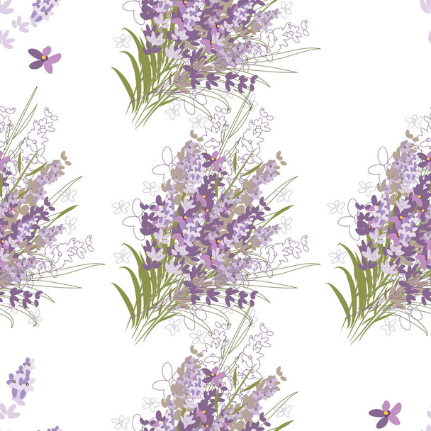Seamless vector floral pattern with lavender flowers - Vetor, Imagem
