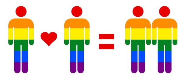 Vektör İllüstrasyon Lgbt Rainbow Pride Bayrak Gay Couple Love - Vektör, Görsel