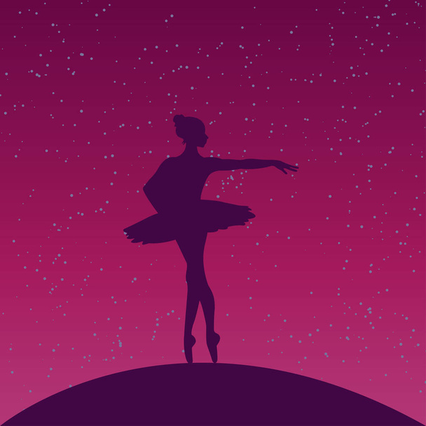 Ballerina under the night starry sky - Vecteur, image