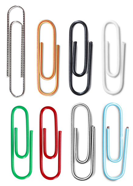 Closeup of multi-colored paper clips - Foto, afbeelding