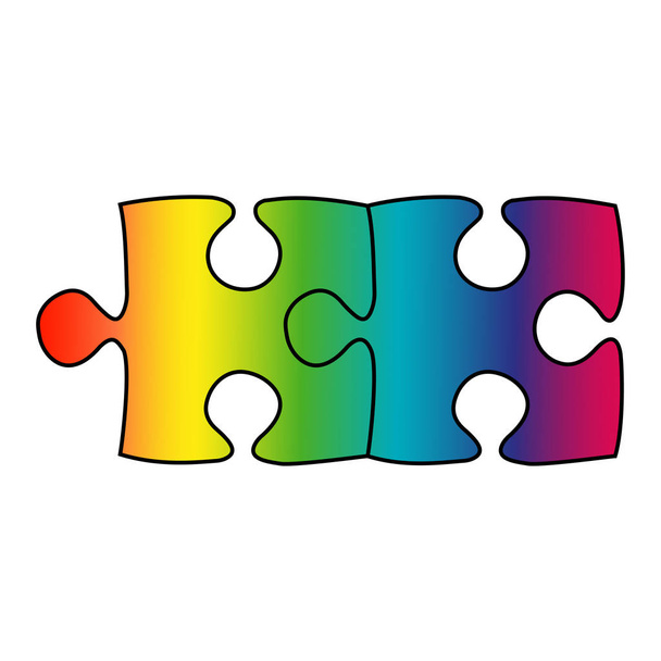 Rainbow puzzles with a stroke - Vector, afbeelding