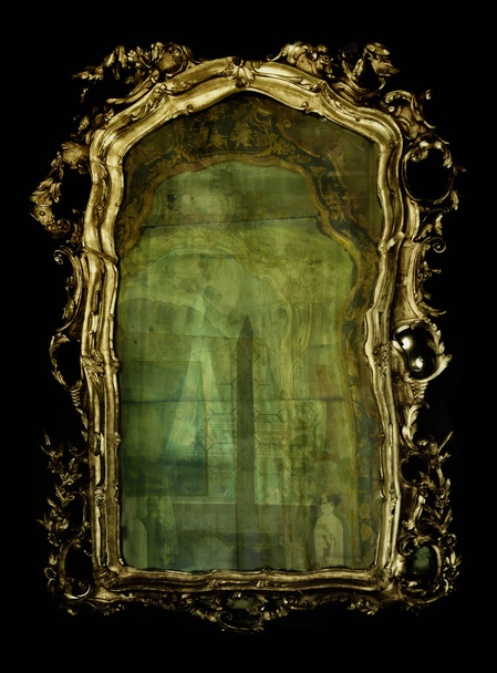 Miroir cadre doré en bois - Photo, image