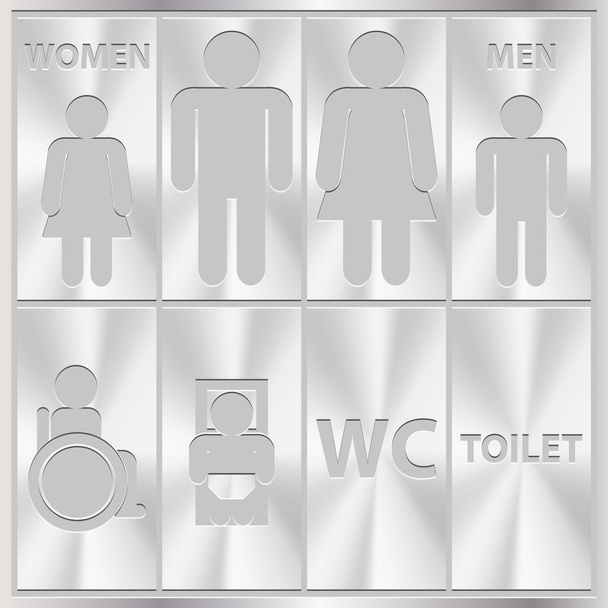 aluminium WC teken. mannen en vrouwen wc plaat - Vector, afbeelding