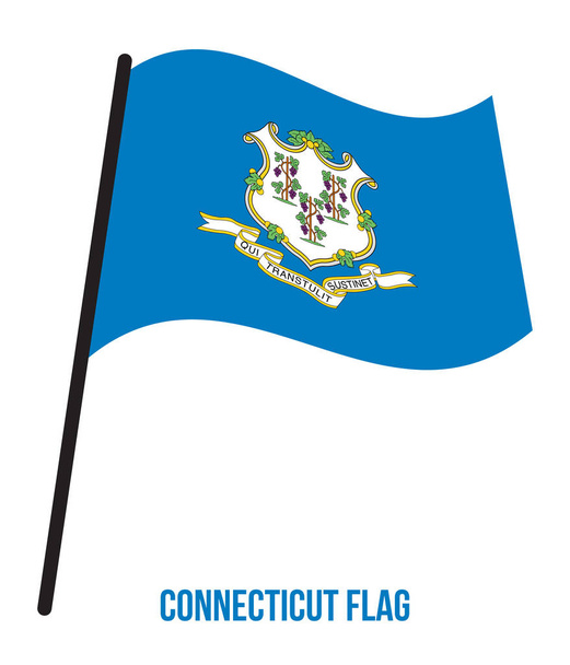 Connecticut (U.S. State) Bandera ondeando Vector Ilustración sobre fondo blanco
 - Vector, Imagen