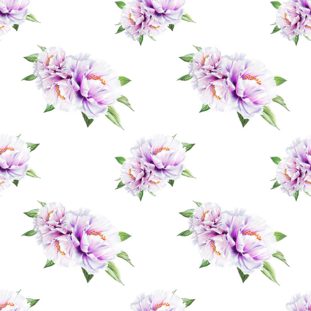 branco peônia flores sem costura fundo ilustração
 - Foto, Imagem