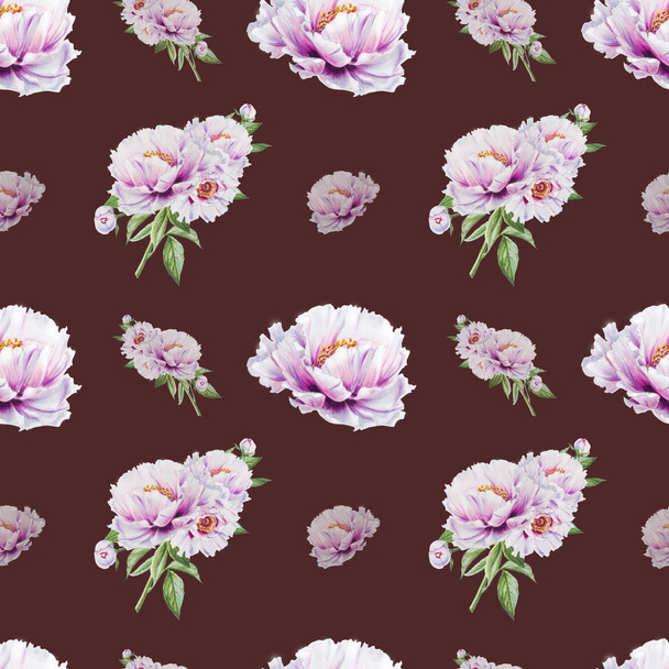 flores de peonía blanca ilustración de fondo sin costuras
 - Foto, Imagen
