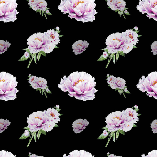 biały piwonia kwiaty bezszwowe tło ilustracja - Zdjęcie, obraz