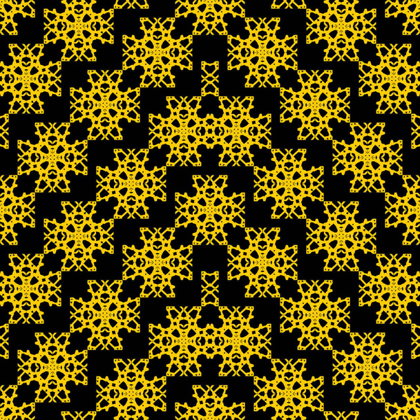 cool black yellow Art Deco Hexagonal symmetry vector ornaments. Geometric pattern for ceramic tile, surface design, textiles, printing, wallpaper. - Vector, imagen