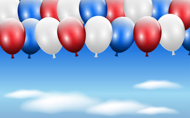 барвисті кульки з хмарою на блакитному небі
 - Вектор, зображення