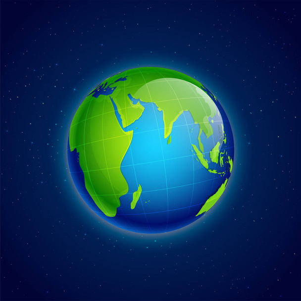Shiny earth globe on blue background. - Vektor, kép