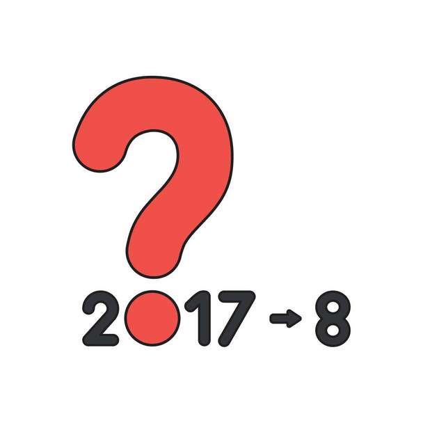 Vector icon concept of year 2017 with question mark and number 8 - Vector, Image