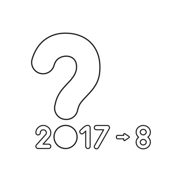 Vector icon concept of year 2017 with question mark and number 8 - Vector, Image