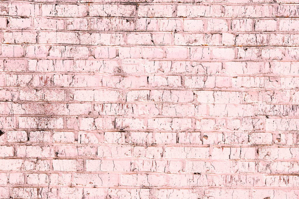 Unusual bright saturated abstract pink background from old brick wall in retro style - Foto, afbeelding