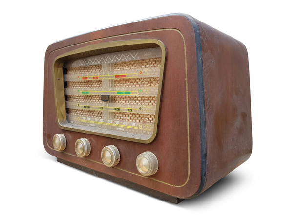 Eski ahşap retro tarzı radyo alıcısı - Fotoğraf, Görsel