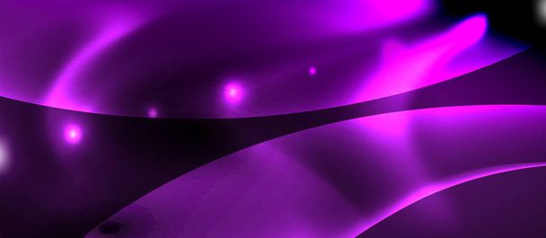 Dark background with neon color waves, vector template - Wektor, obraz