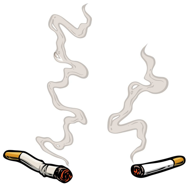 Cartoon verlicht sigaretten met rook - Vector, afbeelding