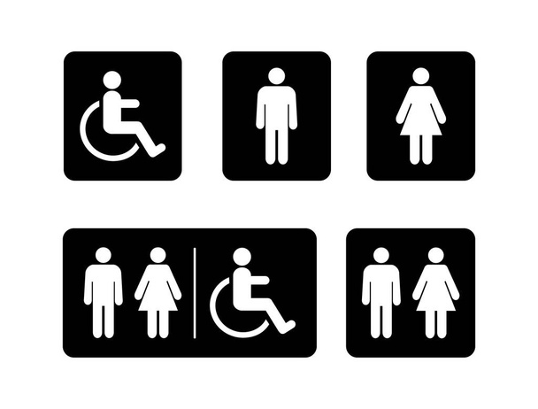 Sammlung von Waschraum-Symbolen. Männliches Toilettenschild. Weiblicher Waschraum - Vektor, Bild