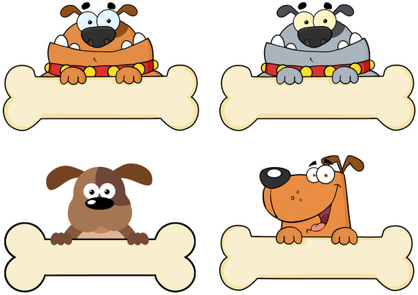Cani dei cartoni animati sopra un banner osseo
 - Foto, immagini