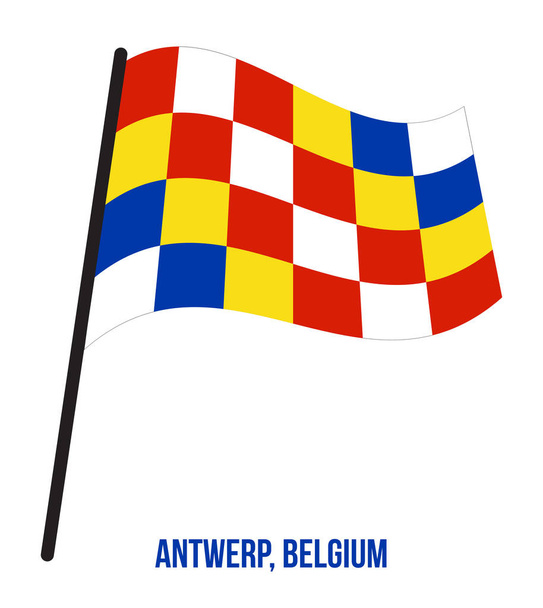 Прапор Антверпена розмахував векторною ілюстрацією на білому фоні. Адміністративний поділ Бельгії - Вектор, зображення